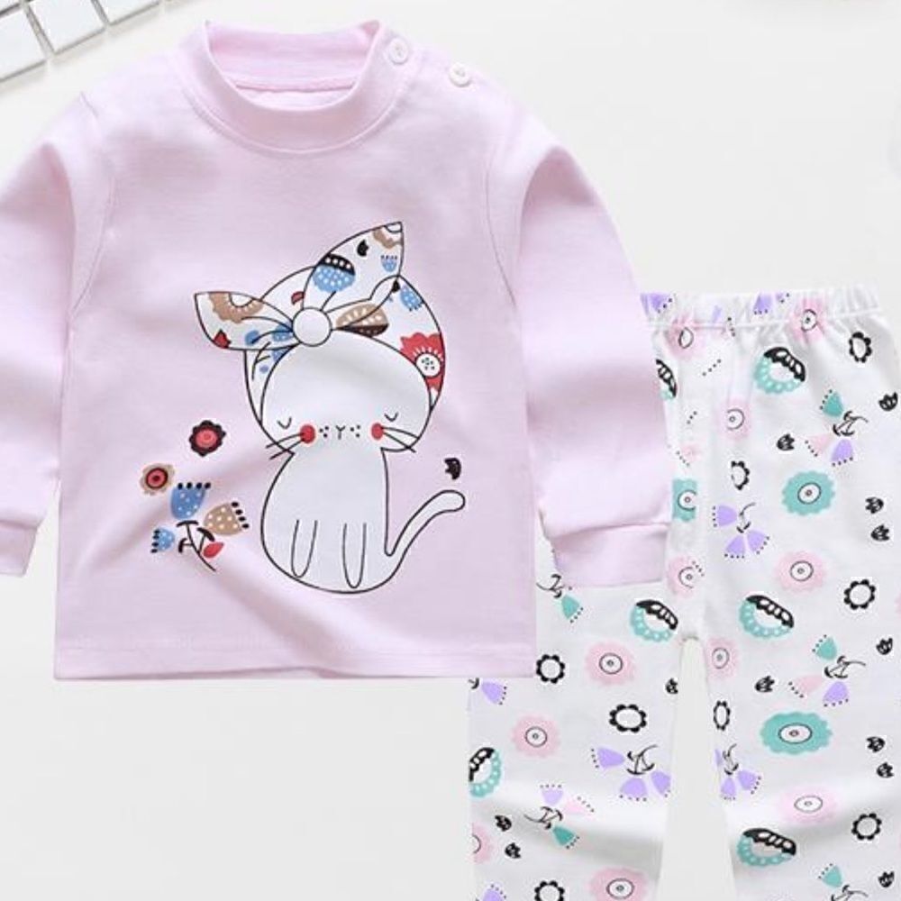 π·Baby Toddler two piece pajama set, adjustable Pink Long Sleeve top w/ Leggings - Picture 1 of 4